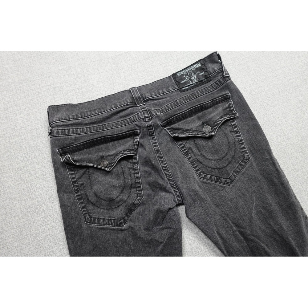 True Religion Jeans Mens 38x34 Gray Straight Regular Charcoal Flap Pocket